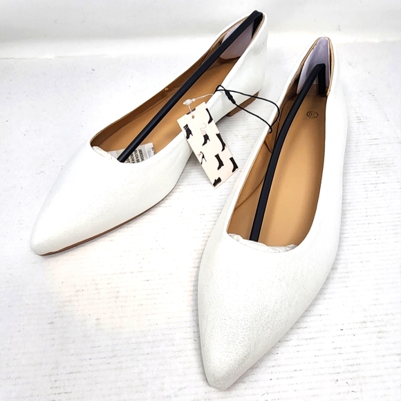 Shoes - New White Ballet Shoes Balletcore Slipon Pointed Toe Flats Size 9.5